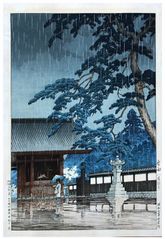 Spring Rain at Gokoku-ji Temple by Kawase Hasui 1st Ed.