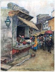 Store in Agra by Charles Bartlett Watercolor