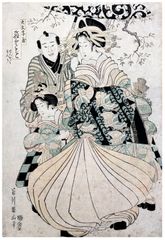 Sukeroku with Two Courtesans by Kikugawa Eizan