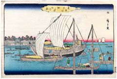 Sumiyoshi Shrine at Tsukudashima Island by Ando Hiroshige