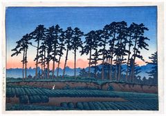 Sunset at Ichinokura by Kawase Hasui 1st Ed.