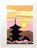 Sunset on Pagoda by Ido Masao