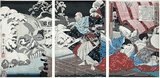 Taira no Kiyomori and Skulls in Snow by Yoshitoshi Triptych