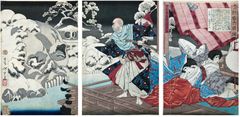 Taira no Kiyomori and Skulls in Snow by Yoshitoshi Triptych