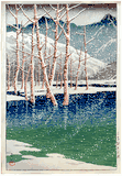 Taisho Pond at Kamikochi by Kawase Hasui