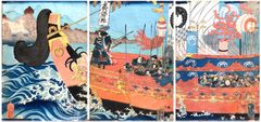 Takeshiuchi no Sukune Sails Toward Korea by Utagawa Kuniyoshi