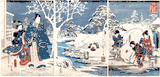 The Garden of Snow by Ando Hiroshige & Utagawa Kunisada Triptych