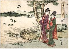 The Jewel River of Plovers in Mutsu Province by Hokusai