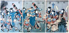 The Procession by Utagawa Kunisada Triptych