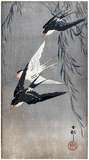 Three Swallows in Flight by Ohara Koson