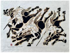Three Warriors on Horses by Yoshitoshi Mori