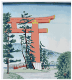 Red Torii Gate of Heian Jingu Shrine by Tomikichiro Tokuriki