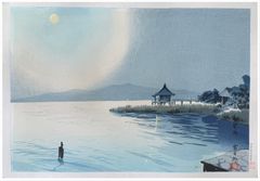 Moonlit at Lake Biwa by Tokuriki Tomikichiro