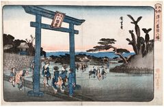 Tomigaoka Hachiman Shrine at Fukugawa by Ando Hiroshige