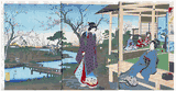 Beauties in the Plum Garden by Toyohara Chikanobu