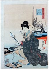 Trimming Flowers by Toyohara Chikanobu