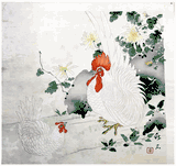 Two Chickens by Nagamachi Chikuseki