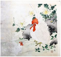 Two Chickens by Nagamachi Chikuseki