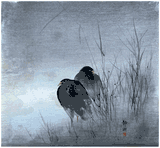 Two Coots Among Reeds by Okuhara Seiko