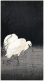 Two Egrets at Night by Ohara Koson