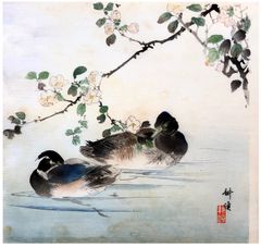 Two Mallards Ducks by Tsukioka Kogyo
