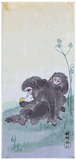 Two Monkeys and Butterflies by Ohara Koson
