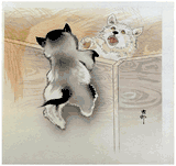 Two Playfull Puppies by Ohara Koson