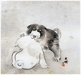 Two Puppies Playing by Lijima Koga