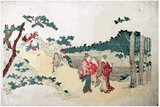 Walking by the River Road by Katsushika Hokusai
