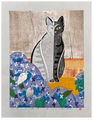 White Cat and Rain by Yoshiharu Kimura