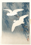 White Herons and Willow by Ohara Koson