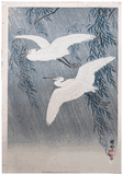 White Herons and Willow by Ohara Koson