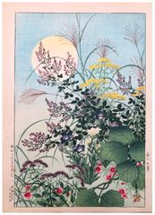 Wild Flowers and Moon by Nishimura Hodo