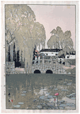 Willow and Stone Bridge by Hiroshi Yoshida