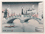 Winter at Nihonbashi Bridge by Tokuriki Tomikichiro