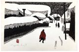 Winter in Aizu Red Coat by Kiyoshi Saito