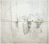 Woman closing the Gate by Yamamoto Bunken Hand Drawing