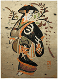 Woman with Hat Otsu-e by Takahashi Shozan