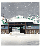 Yabunouchi Tea House in Snow by Tomikichiro Tokuriki