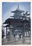 Zentsu Ji Temple in Rain by Kawase Hasui