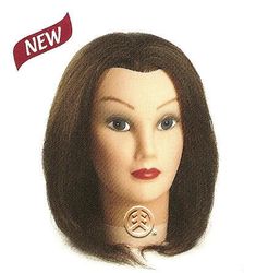 Mannequin Head (14") Training for Hair Cutting, Styling, 100% Human Hair, Brown Hair