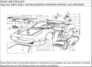 308 GTB & GTS Page 152  BODY SHELL  OUTER ELEMENTS (VARIANTS FOR RHD  AUS VERSIONS)