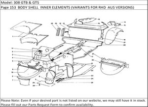 308 GTB & GTS Page 153  BODY SHELL  INNER ELEMENTS (VARIANTS FOR RHD  AUS VERSIONS)