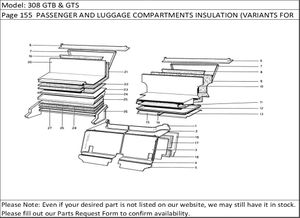 308 GTB & GTS Page 155  PASSENGER AND LUGGAGE COMPARTMENTS INSULATION (VARIANTS FOR RHD  AUS VERSION)