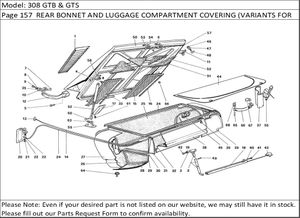 308 GTB & GTS Page 157  REAR BONNET AND LUGGAGE COMPARTMENT COVERING (VARIANTS FOR RHD  AUS VERSION)