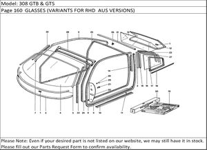 308 GTB & GTS Page 160  GLASSES (VARIANTS FOR RHD  AUS VERSIONS)