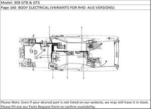 308 GTB & GTS Page 166  BODY ELECTRICAL (VARIANTS FOR RHD  AUS VERSIONS)
