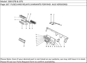 308 GTB & GTS Page 167  FUSES AND RELAYS (VARIANTS FOR RHD  AUS VERSIONS)