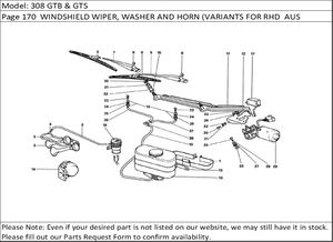 308 GTB & GTS Page 170  WINDSHIELD WIPER, WASHER AND HORN (VARIANTS FOR RHD  AUS VERSIONS)