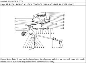 308 GTB & GTS Page 48  PEDAL BOARD  CLUTCH CONTROL (VARIANTS FOR RHD VERSIONS)